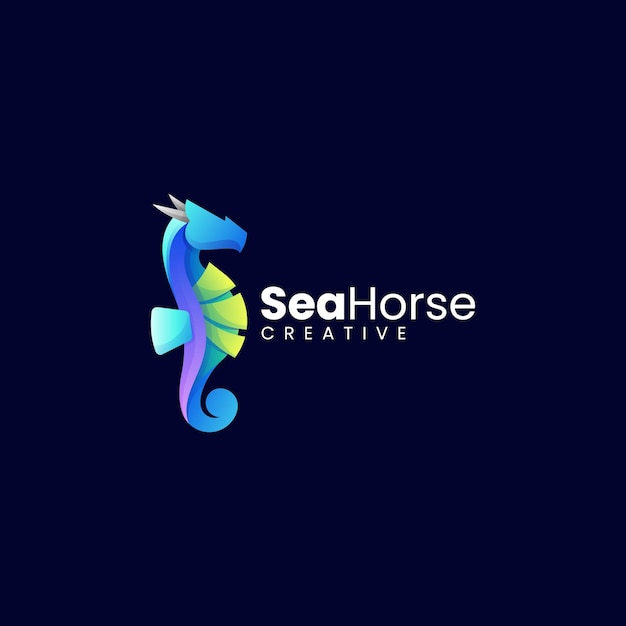 Vector Logo Illustration Seahorse Gradient Colorful Style