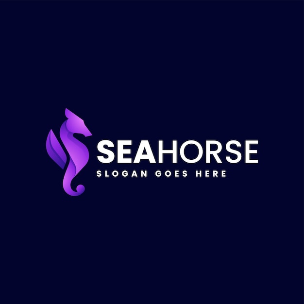 Vector Logo Illustration Seahorse Gradient Colorful Style