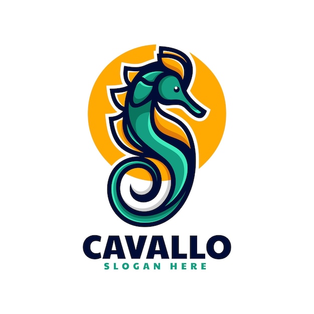 Vector Logo Illustration Seahorse Simple Mascot Style