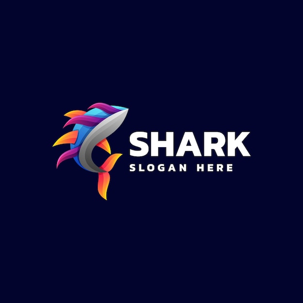 Vector Logo Illustration Shark Gradient Colorful Style