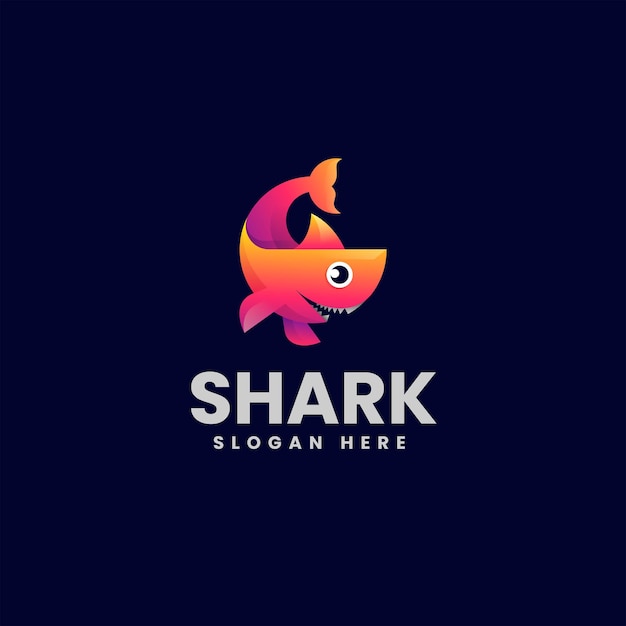 Vector Logo Illustration Shark Gradient Colorful Style