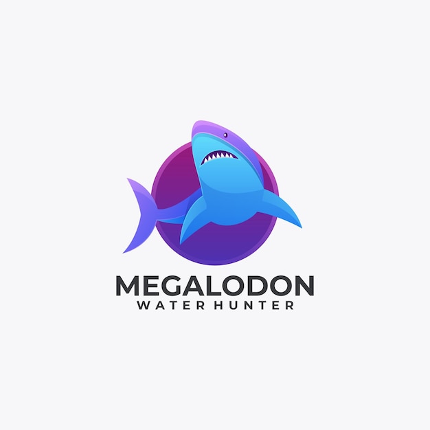 Vector Logo Illustration Shark Gradient Colorful Style