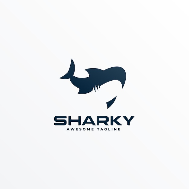 Vector Logo Illustration Shark Negative Space Style