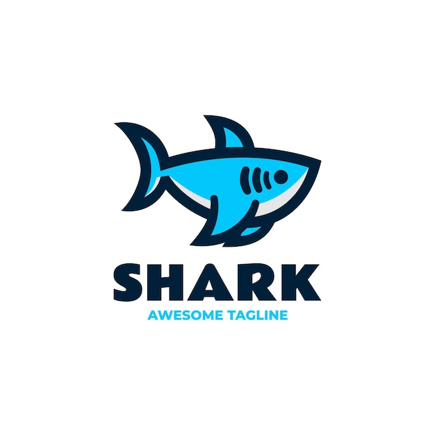 Vector Logo Illustration Shark Simple Mascot Style