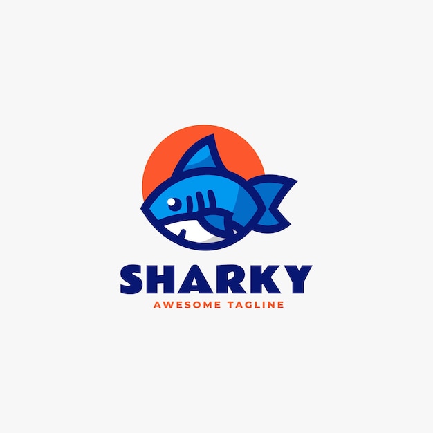 Vector Logo Illustration Shark Simple Mascot Style