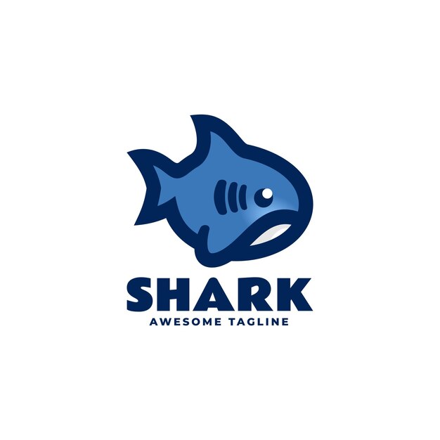 Vector Logo Illustration Shark Simple Mascot Style