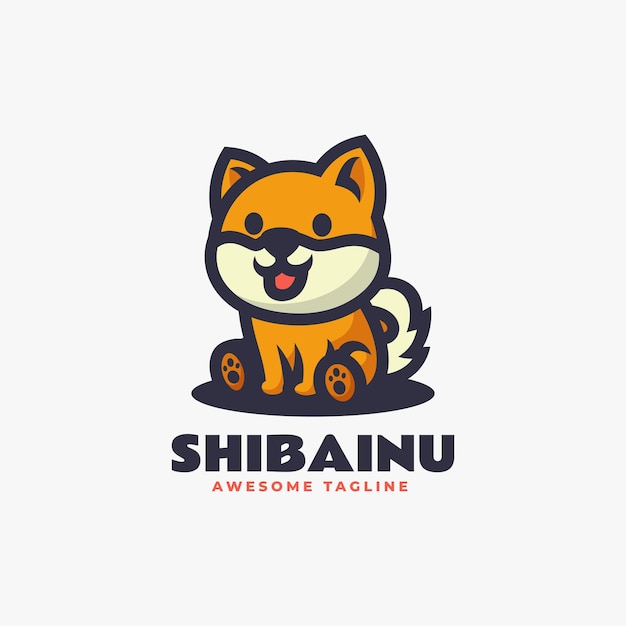 Vector Logo Illustration Shiba Inu Mascot Cartoon Style