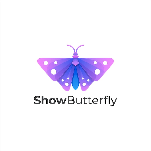 Vector Logo Illustration Show Butterfly Gradient Colorful Style