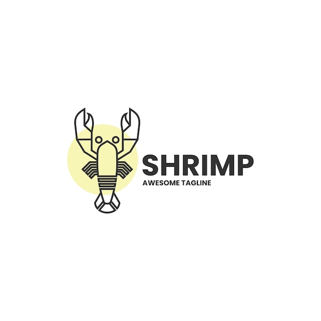 Vector Logo Illustration Shrimp Simple Mascot Style