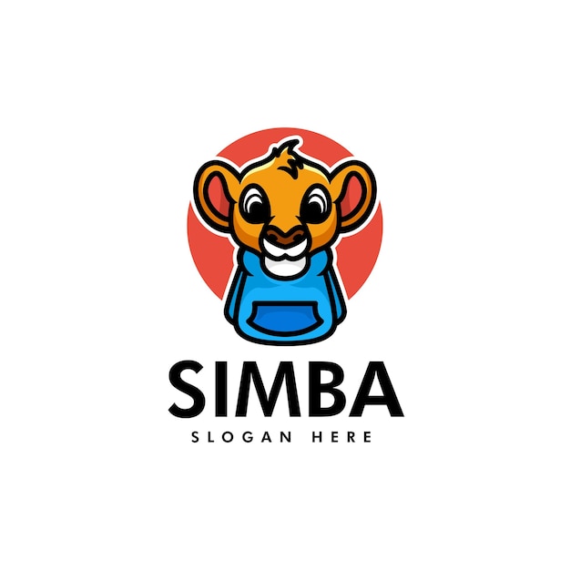 Vector Logo Illustration Simba Mascot Cartoon Style