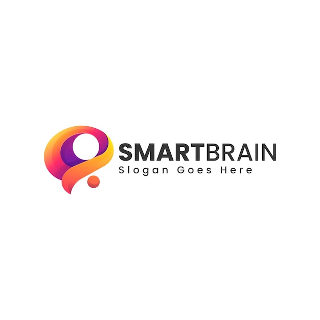 Vector Logo Illustration Smart Brain Gradient Colorful Style