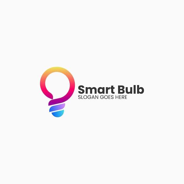 Vector Logo Illustration Smart Bulb Gradient Line Art Style