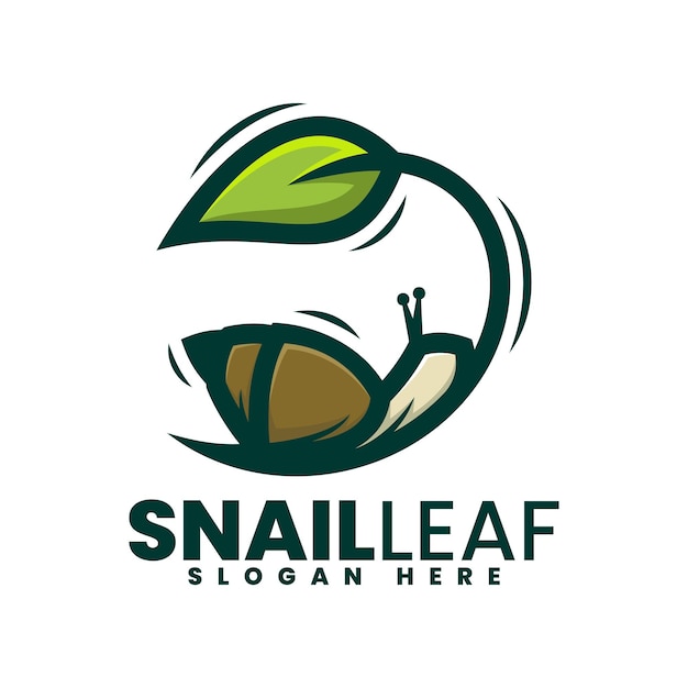 Vector Logo Illustration Snail Leaf Simple Mascot Style