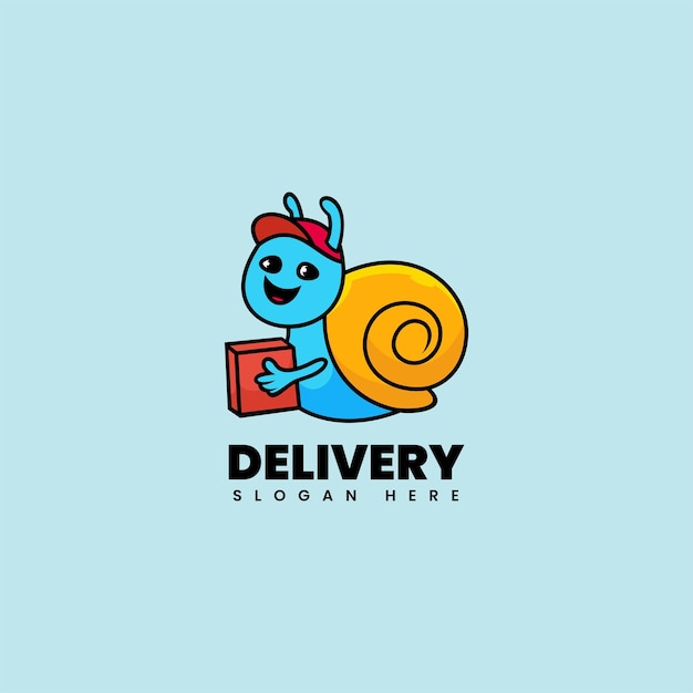 Vector Logo Illustration Snail Mascot Cartoon Style