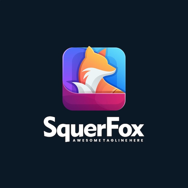 Vector Logo Illustration Square Fox Gradient Colorful Style