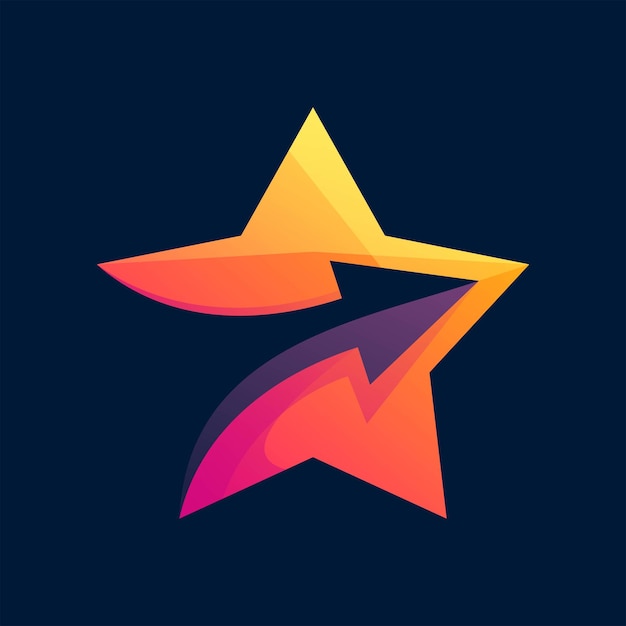 Vector Logo Illustration Star Arrow Color Gradient Colorful Style