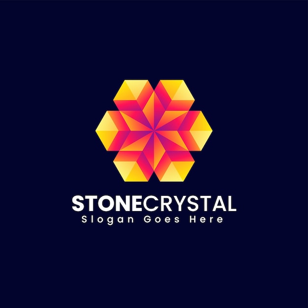 Vector Logo Illustration Stone Crystal Gradient Colorful Style