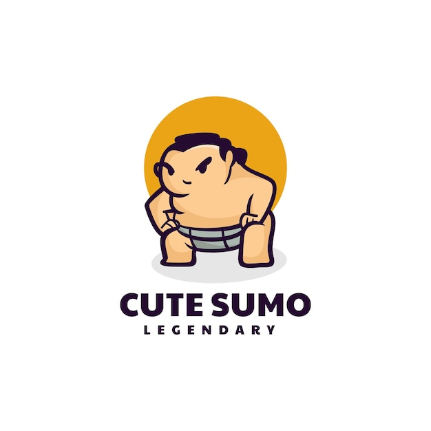 Vector Logo Illustration Sumo Mascot Cartoon Style