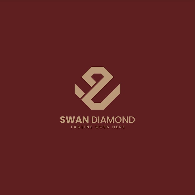 Vector Logo Illustration Swan Diamond Simple Style