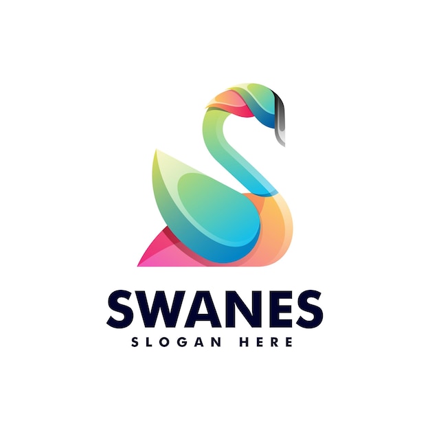 Vector Logo Illustration Swan Gradient Colorful Style