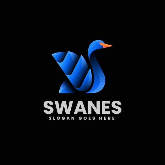 Vector Logo Illustration Swan Gradient Colorful Style