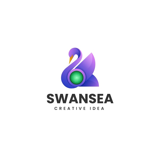 Vector Logo Illustration Swan Gradient Colorful Style