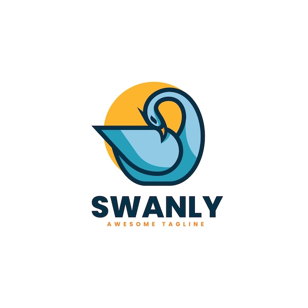 Vector Logo Illustration Swan Simple Mascot Style