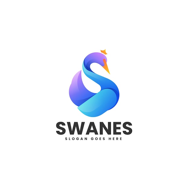 Vector Logo Illustration Swanes Gradient Colorful Style