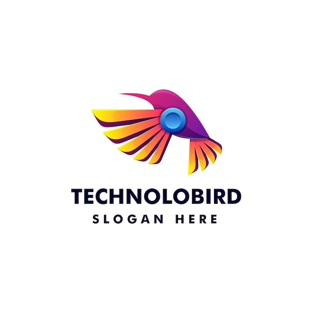 Vector Logo Illustration Technology Bird Gradient Colorful Style