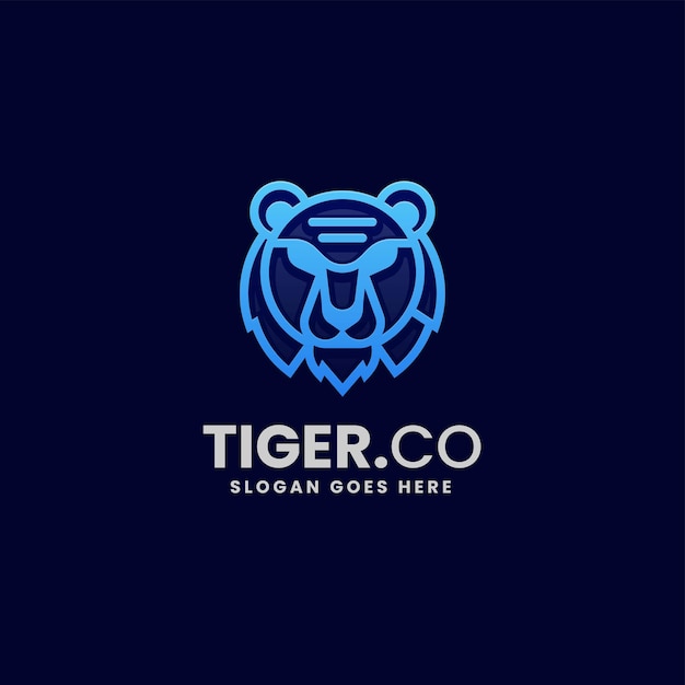 Vector Logo Illustration Tiger Gradient Line Art Style