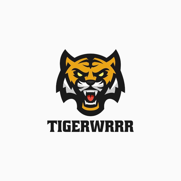 Vector Logo Illustration Tiger Simple Mascot Style