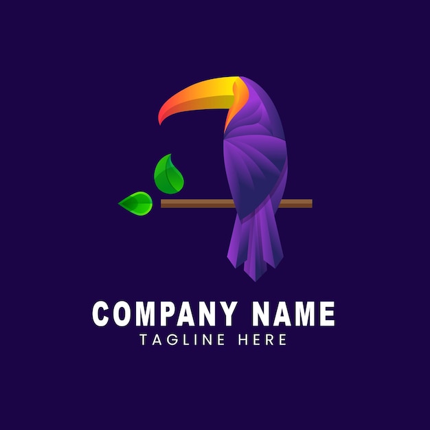 Vector logo illustration toucan gradient colorful style