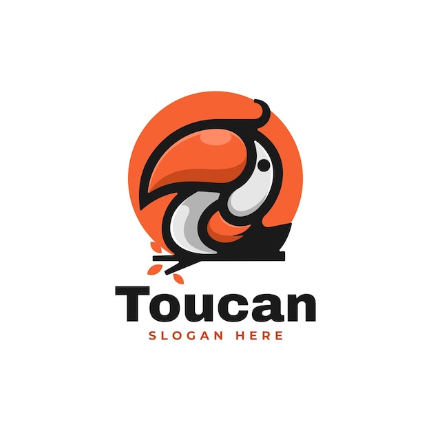 Vector Logo Illustration Toucan Simple Mascot Style