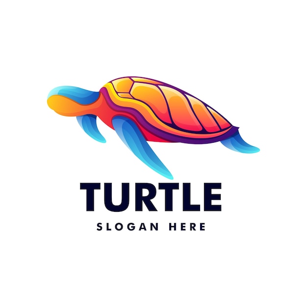 Vector logo illustration Turtle gradient colorful style