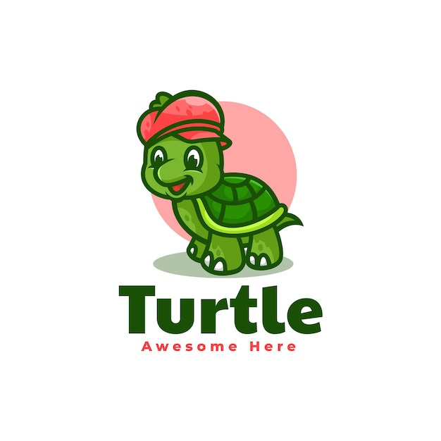 Vector Logo Illustration Turtle Mascot Cartoon Style