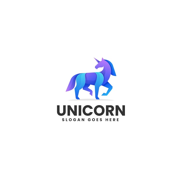 Vector Logo Illustration Unicorn Gradient Colorful Style