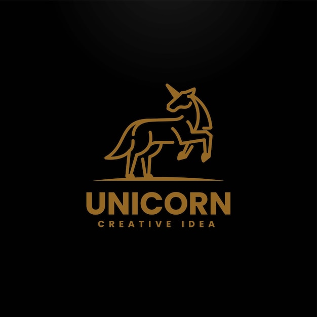 Vector Logo Illustration Unicorn Line Art Style