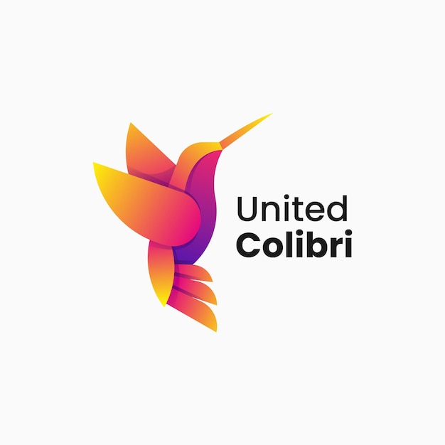 Vector Logo Illustration United Colibri Gradient Colorful Style