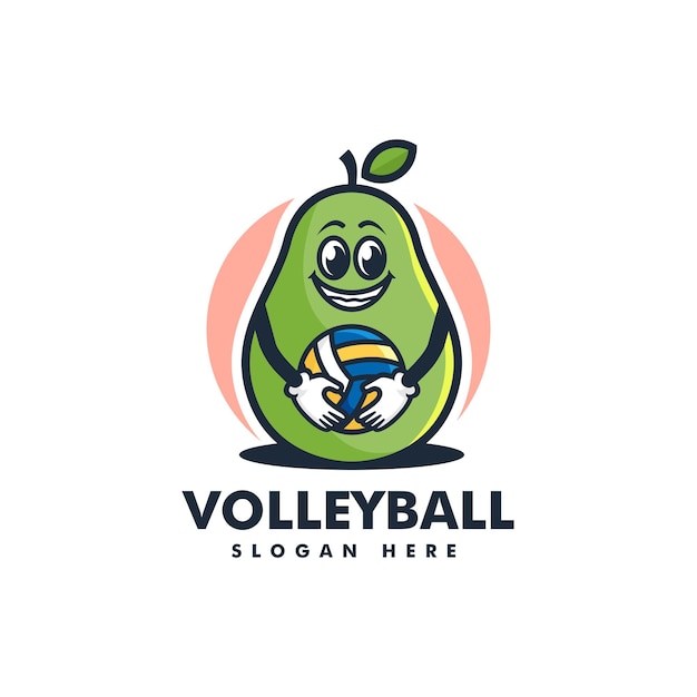 Vector Logo Illustration Volleyball Simple Mascot Style