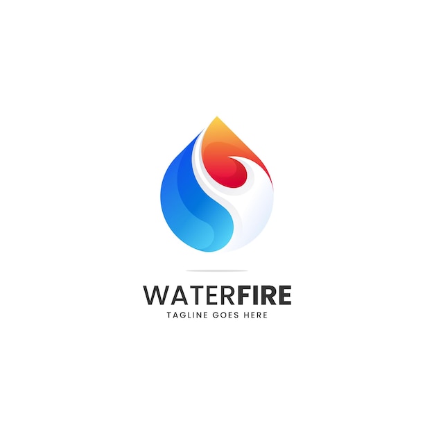 Vector Logo Illustration Water Fire Gradient Colorful Style