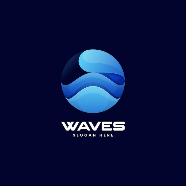 Vector Logo Illustration Waves Gradient Colorful Style