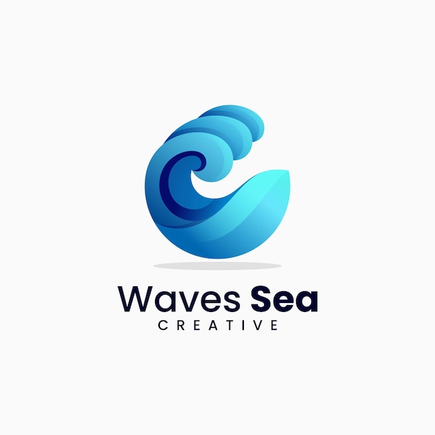 Vector Logo Illustration Waves Gradient Colorful Style