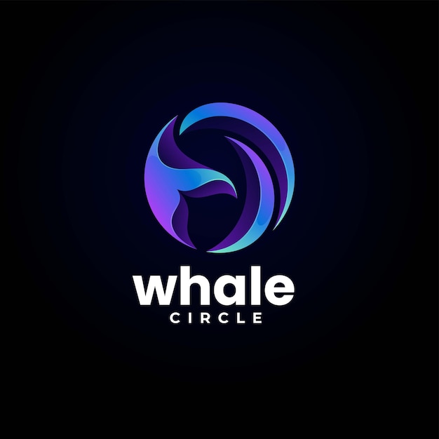 Vector Logo Illustration Whale Gradient Colorful Style