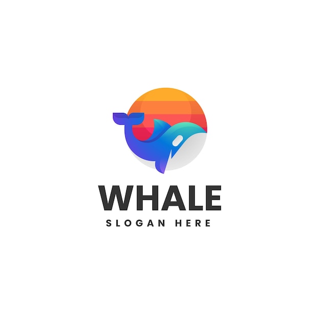 Vector Logo Illustration Whale Gradient Colorful Style