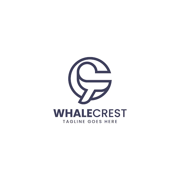 Vector Logo Illustration Whale Line Art Style