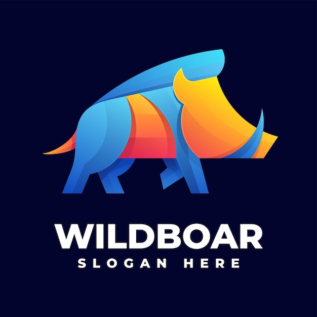 Vector vector logo illustration wild boar gradient colorful style