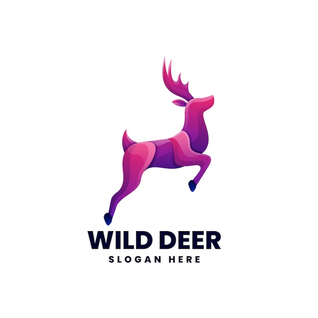 Vector logo illustration Wild Deer gradient colorful style