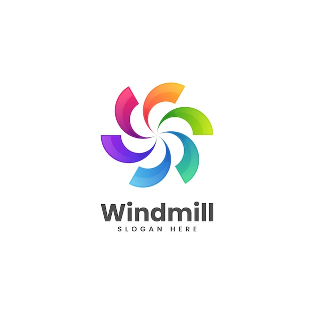 Vector Logo Illustration Windmill Gradient Colorful Style