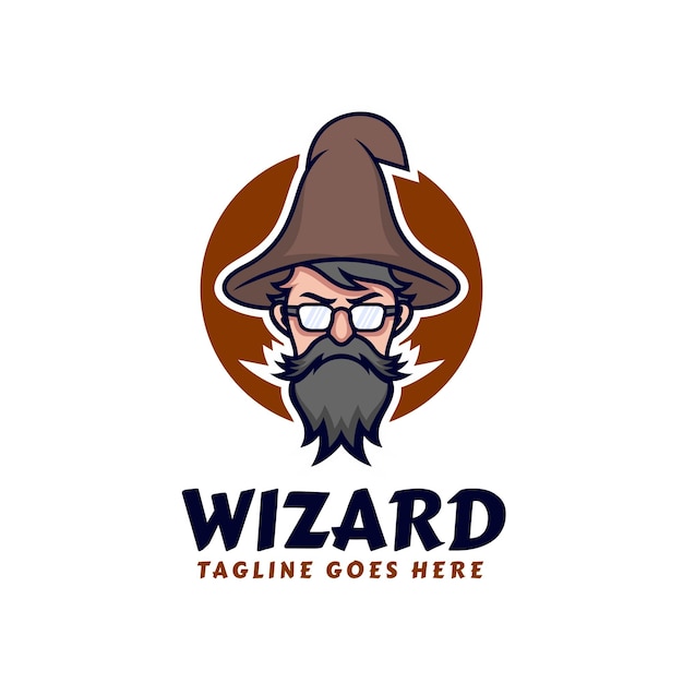 Vector Logo Illustration Wizard Mascot Cartoon Style