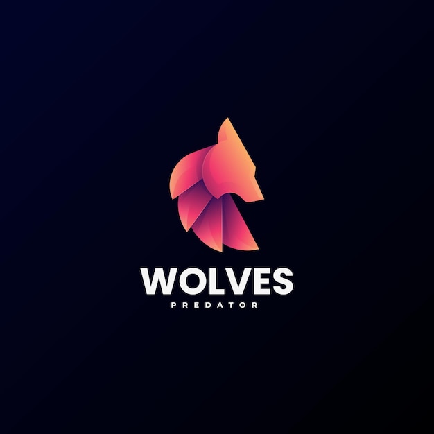 Vector Logo Illustration Wolf Gradient Colorful Style